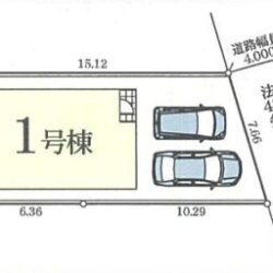 【区画図】お車は2台まで駐車可能です。前面道路は車通りも少なく、落ち着いて駐車が出来ます。